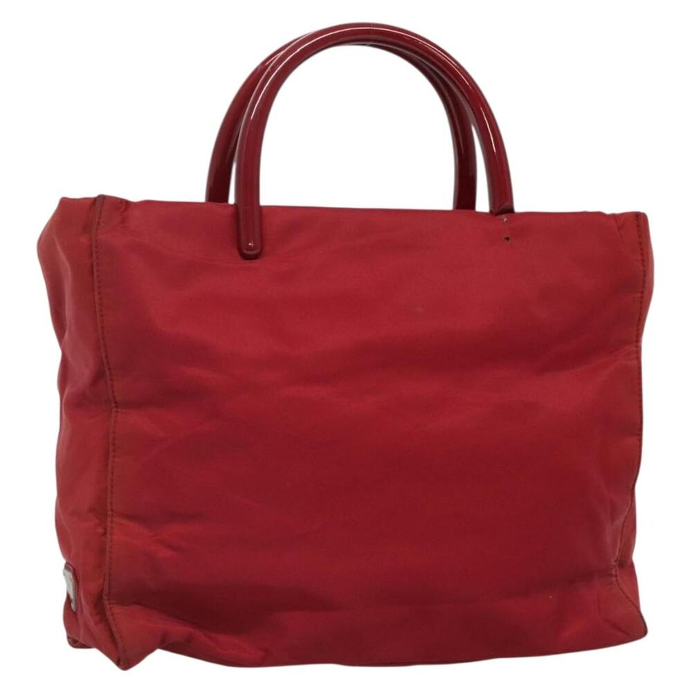 PRADA Tote Bag Nylon Red Silver